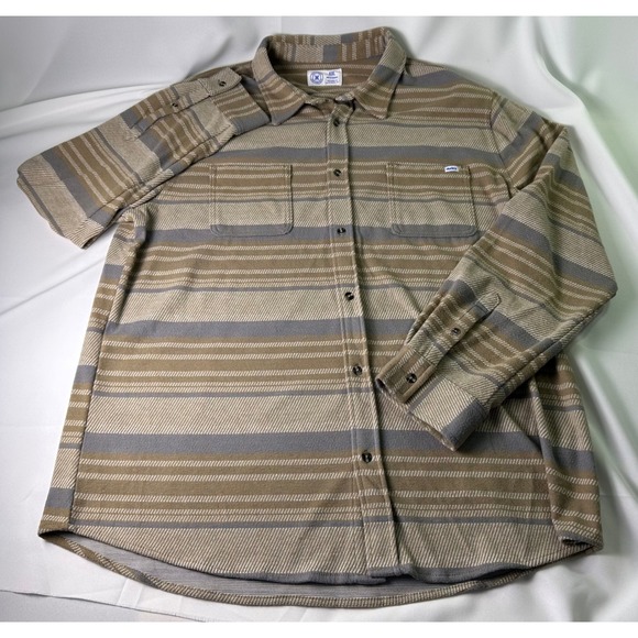 Hurley Mens 2XL LS Sweater Twill Button‎ Up Shirt Roadside Stripe - Picture 1 of 12